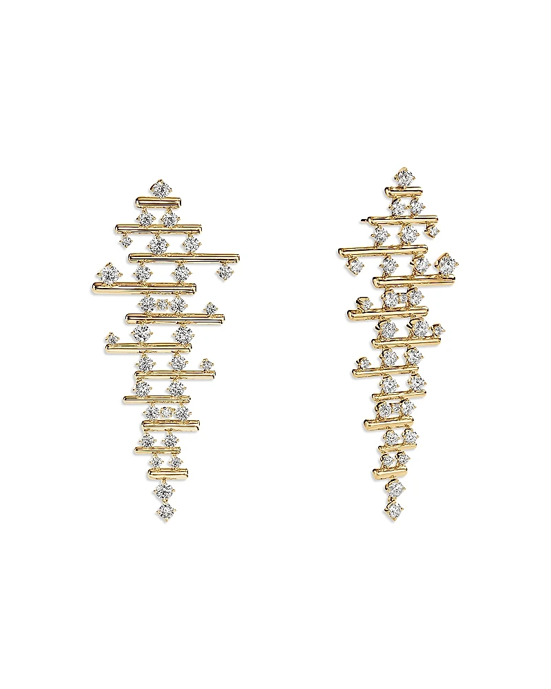 Hearts On Fire 18K Yellow Gold Barre Diamond Chandelier Drop Earrings