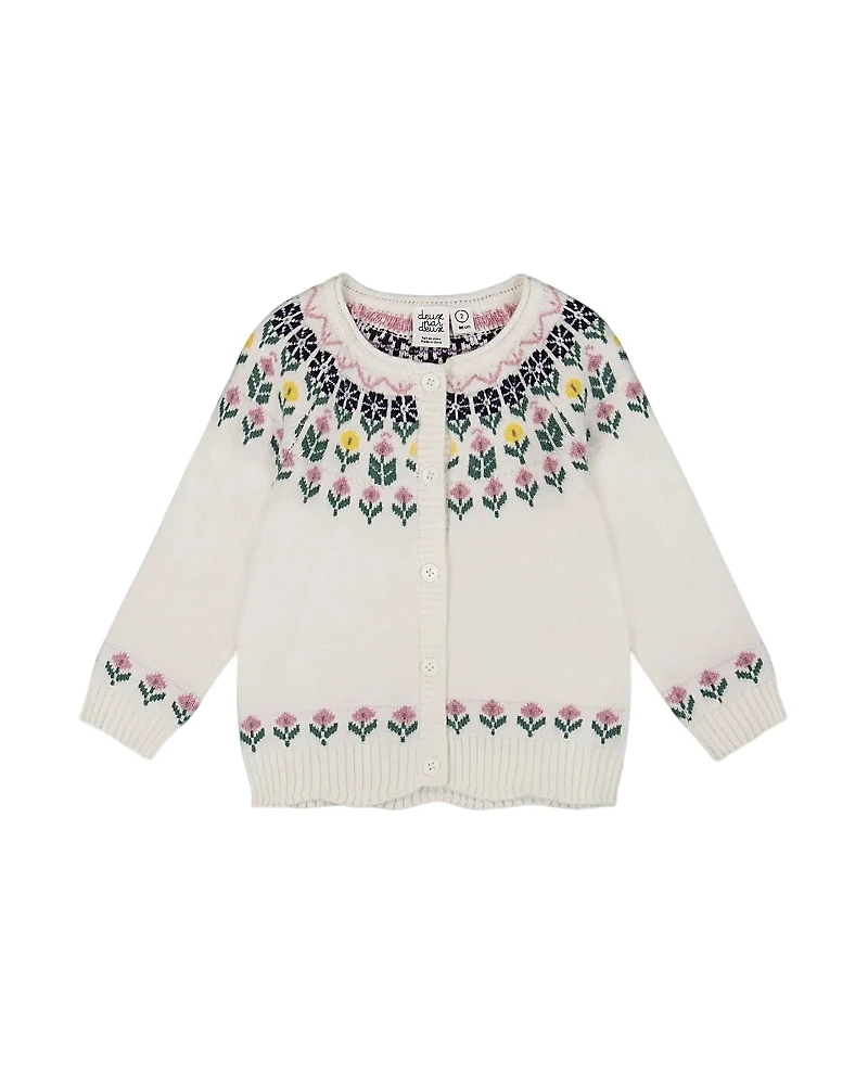 Deux par Girls' Jacquard Knit Cardigan - Little Kid, Big Kid