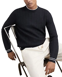 Reiss Luca Cable Knit Tipped Cuff Sweater