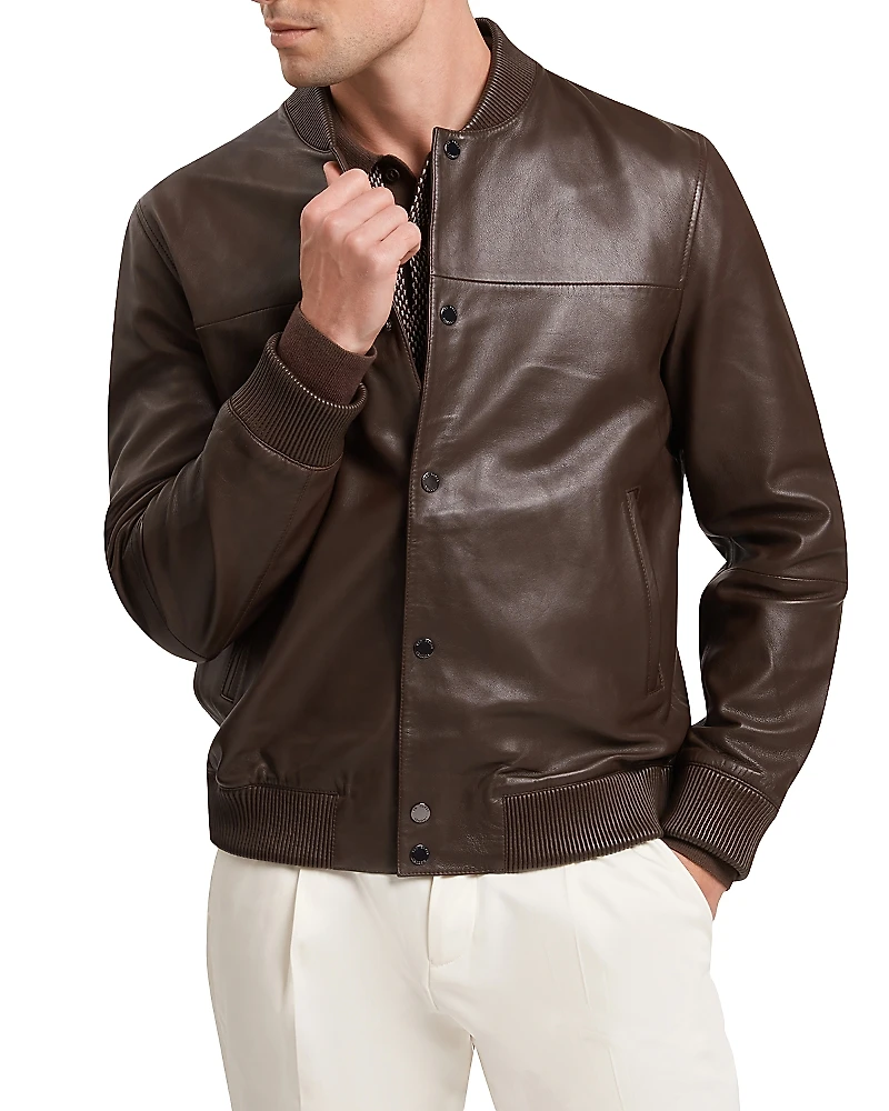 Ted Baker Leeams Leather Classic Bomber Jacket