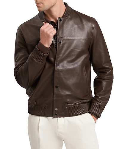 Ted Baker Leeams Leather Classic Bomber Jacket