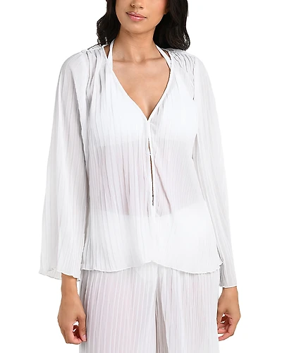 La Blanca Sunbeams Pleated Cover Up Shirt