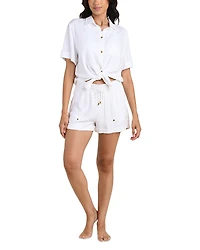 La Blanca Delphine Coast Knot Hem Shirt Swim Cover-Up