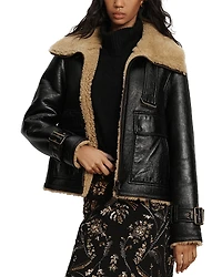 Veronica Beard Danika Leather Shearling Jacket