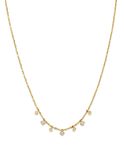 Zoe Chicco 14K Yellow Gold Cultured Freshwater Pearl & Diamond Tube Bar Dangle Necklace, 16