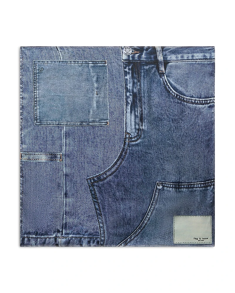 rag & bone Miramar Denim Print Silk Scarf