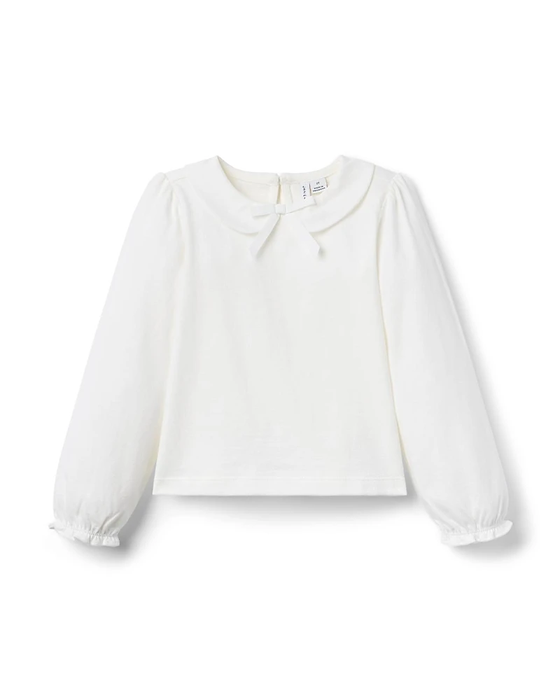 Janie and Jack Girls' Bow Collared Top - Baby, Little Kid, Big Kid