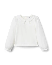 Janie and Jack Girls' Bow Collared Top - Baby, Little Kid, Big Kid