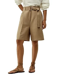Lilysilk Chic Silk-Linen Blend Bermuda Shorts