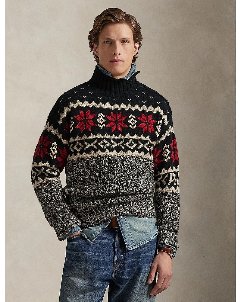 Polo Ralph Lauren Snowflake Cable Knit Wool Blend Sweater