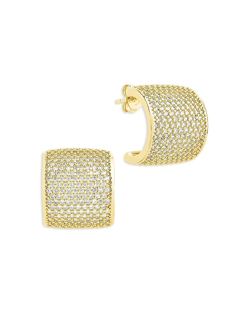 Sterling Forever Simone Pave Curved Stud Earrings