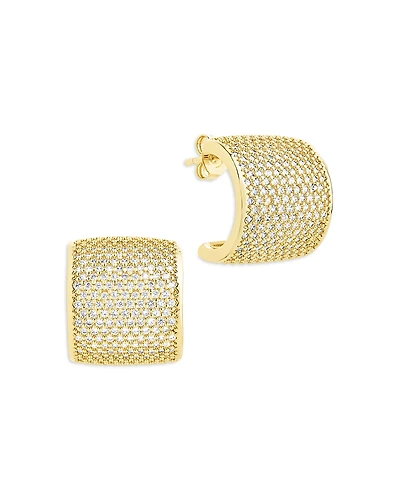 Sterling Forever Simone Pave Curved Stud Earrings