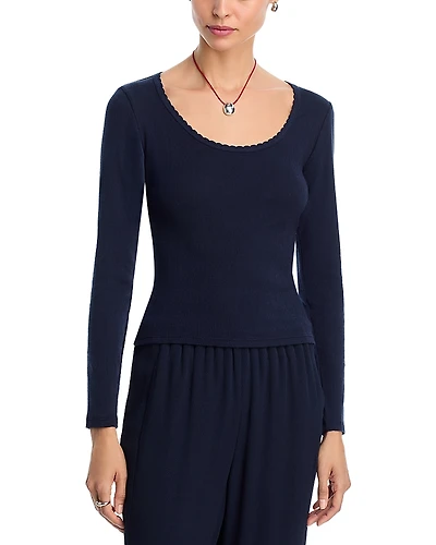 Leset Pointelle Long Sleeve Tee