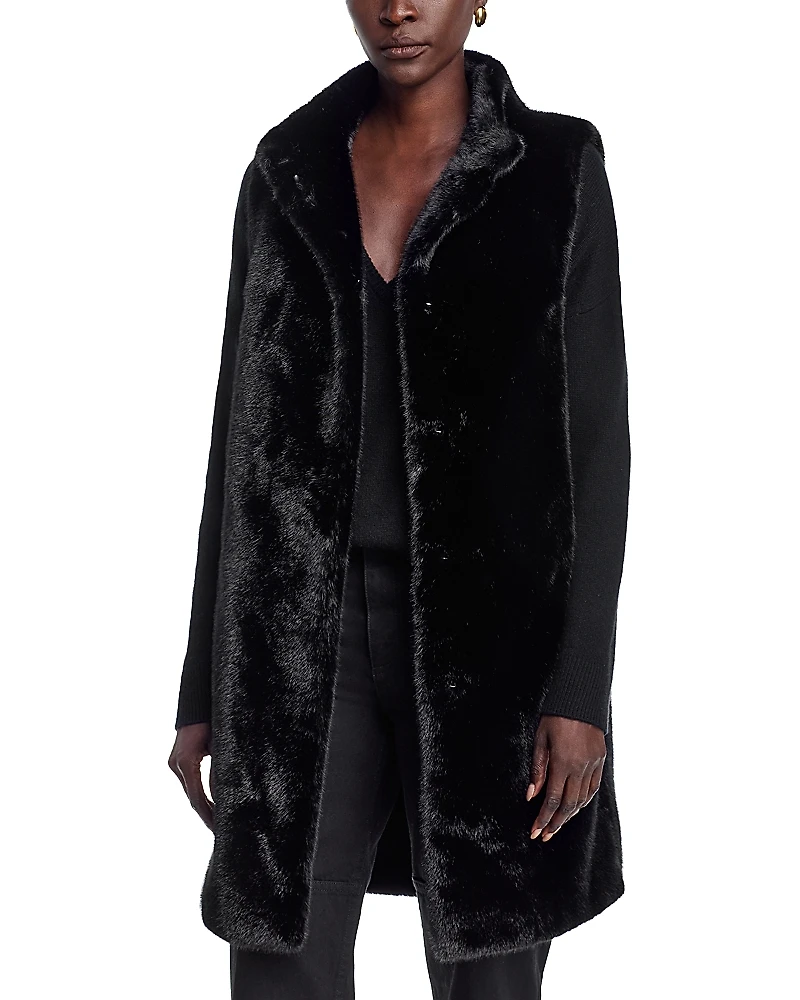 Adrienne Landau Dana Faux Fur Long Vest