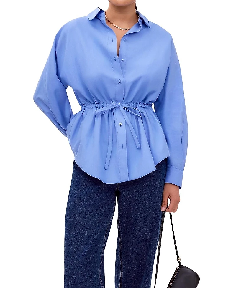 Ro & Zo Stripe Long Sleeve Channel Waist Shirt