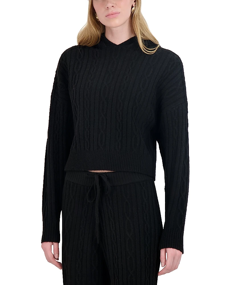 Point Brushed Cable Knit Hoodie