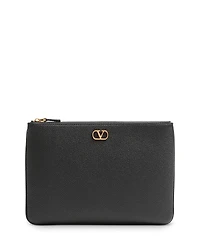 Valentino Garavani Medium VLogo Flat Leather Pouch