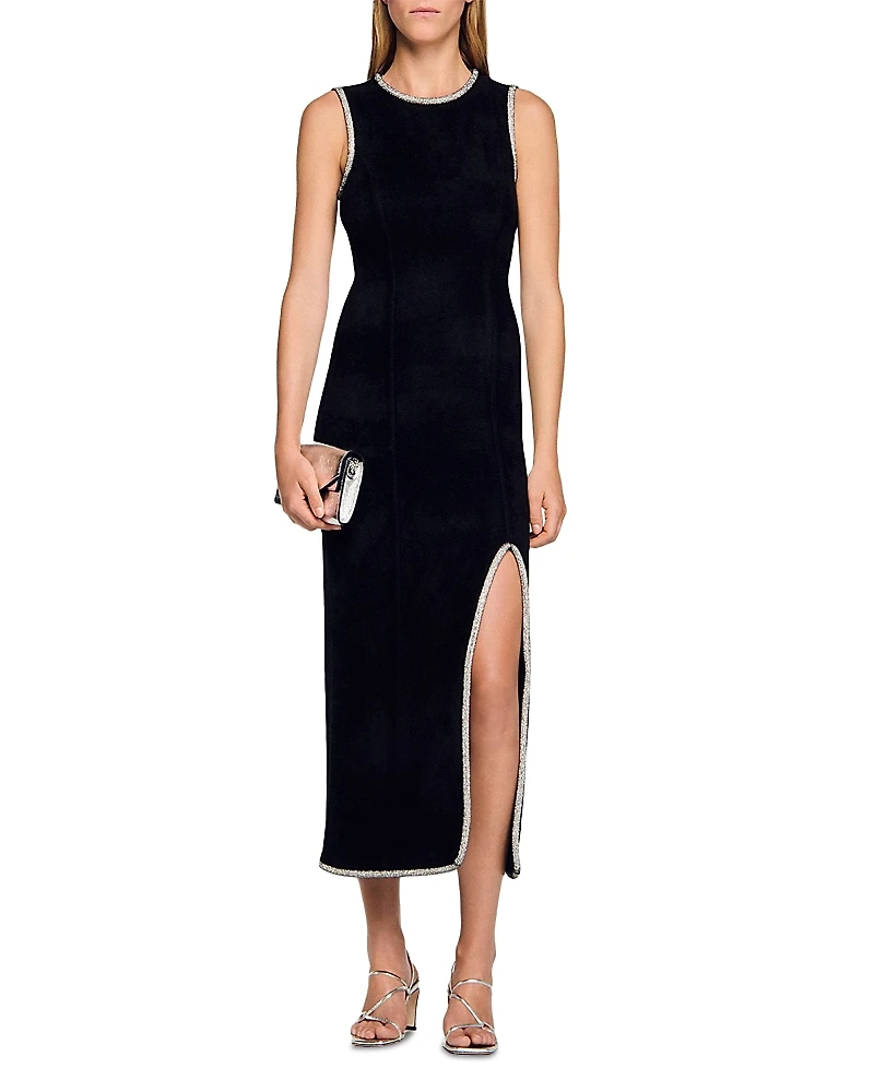 Sandro Guoda Embellished Velvet Dress