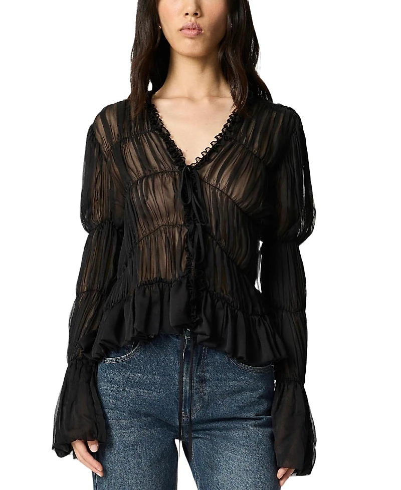 Nocturne Ruched Sheer Blouse