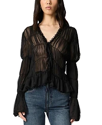 Nocturne Ruched Sheer Blouse