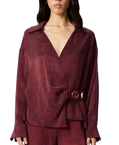 Nocturne Logo Buckle Wrap Blouse