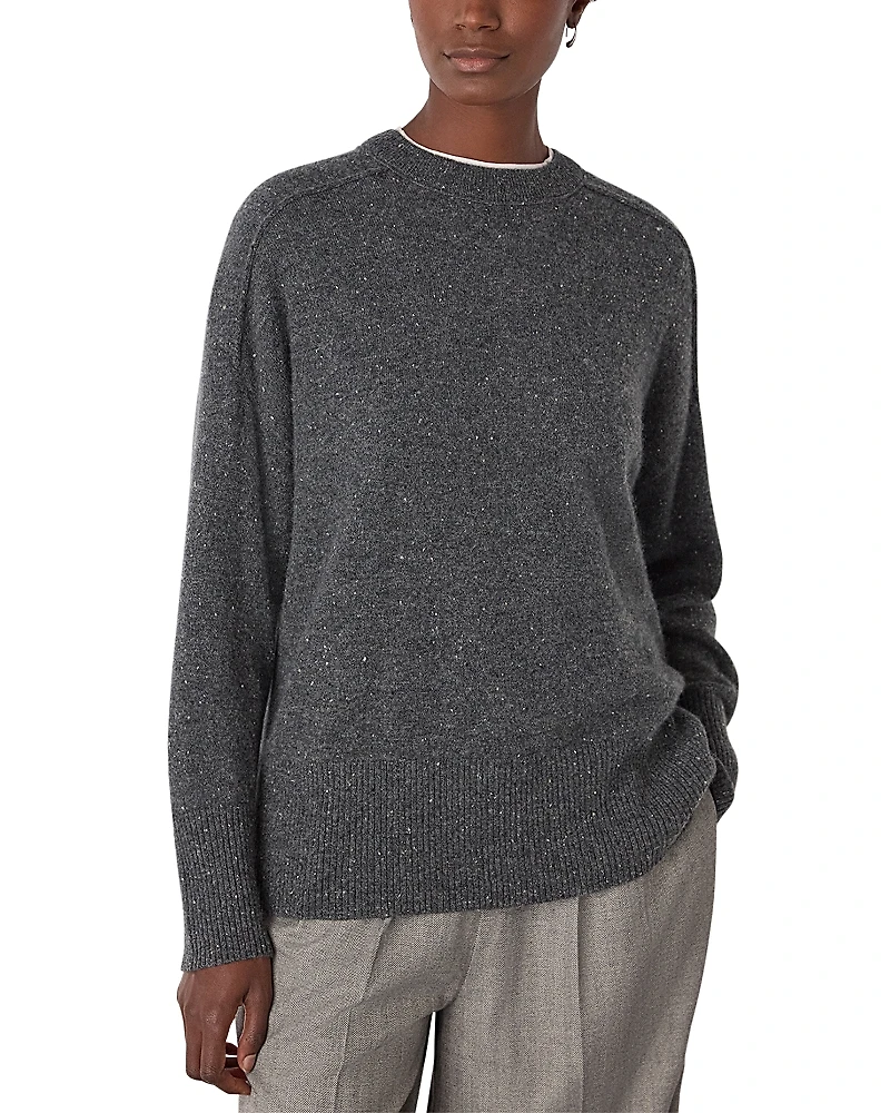Whistles Cashmere Fleck Seam Neck Knit Sweater