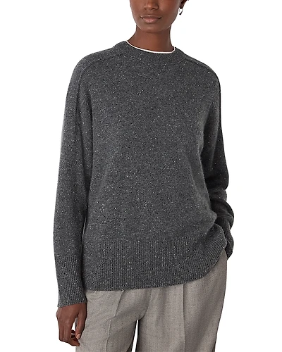 Whistles Cashmere Fleck Seam Neck Knit Sweater
