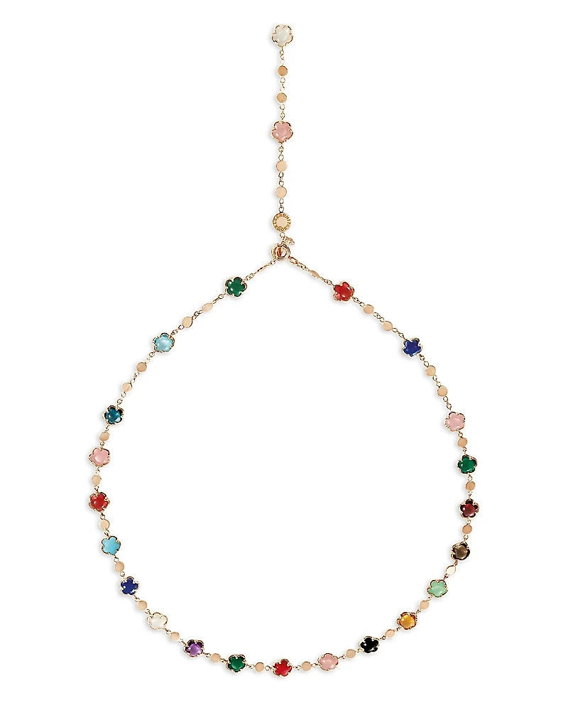 Pasquale Bruni 18K Rose Gold Figlia dei Fiori Multi Stone Flower Lariat Necklace, 18.5