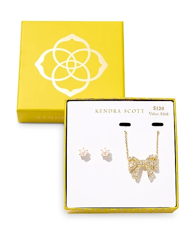 Kendra Scott Krista Bow Pendant Necklace & Ashton Stud Earrings Gift Set