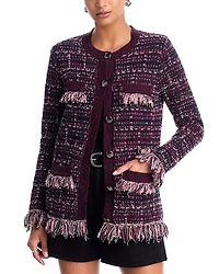 L'Agence Kastoria Fringe Trim Cardigan Sweater