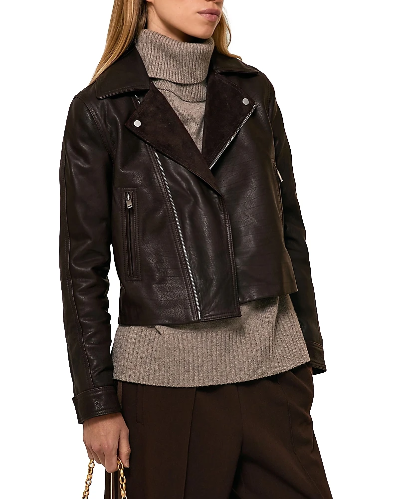 Reiss Lidia Leather Biker Jacket