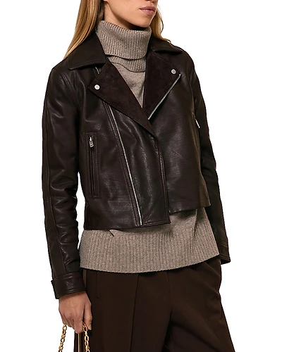Reiss Lidia Leather Biker Jacket