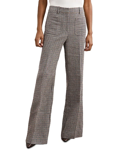 Reiss Evie Check Flare Leg Trousers