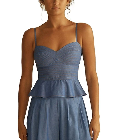 Aur OceA CambricoStitch Detail Peplum Top