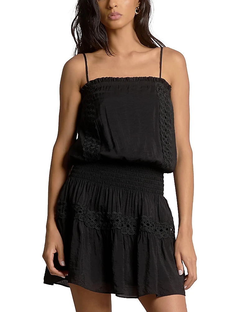 Elan Embroidered Smocked Waist Swim Cover Up Dress