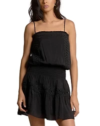 Elan Embroidered Smocked Waist Swim Cover Up Dress