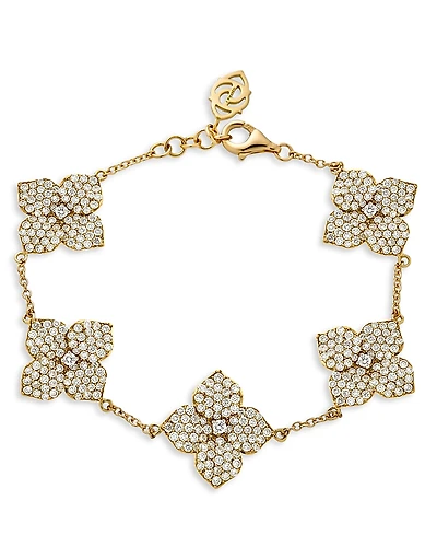 Piranesi 18K Yellow Gold Fiore Diamond Pave Flower Link Bracelet