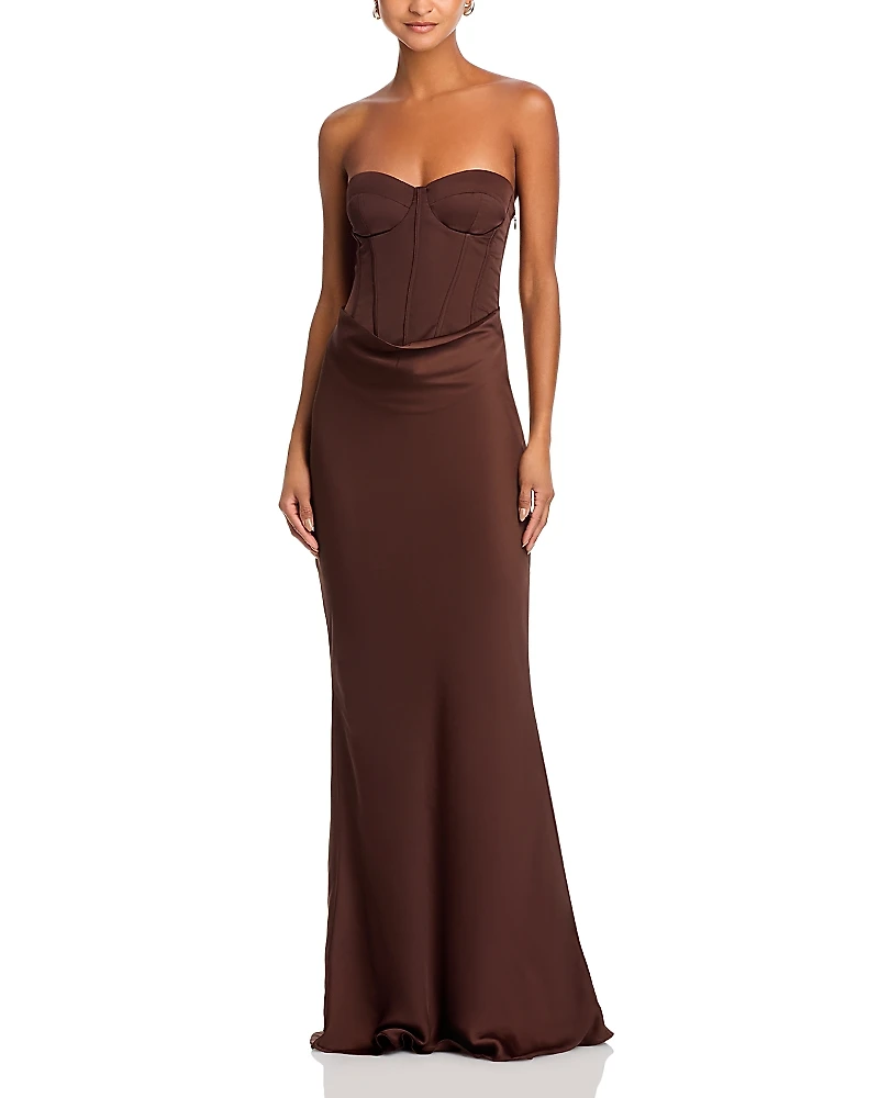Rotate Satin Corset Maxi Dress