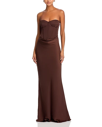 Rotate Satin Corset Maxi Dress