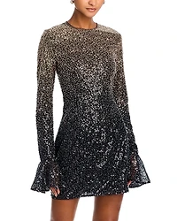 Rotate Beaded Long Sleeve Mini Dress