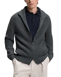 Boss x Beckham Hilustre Ribbed Zip Front Sweater