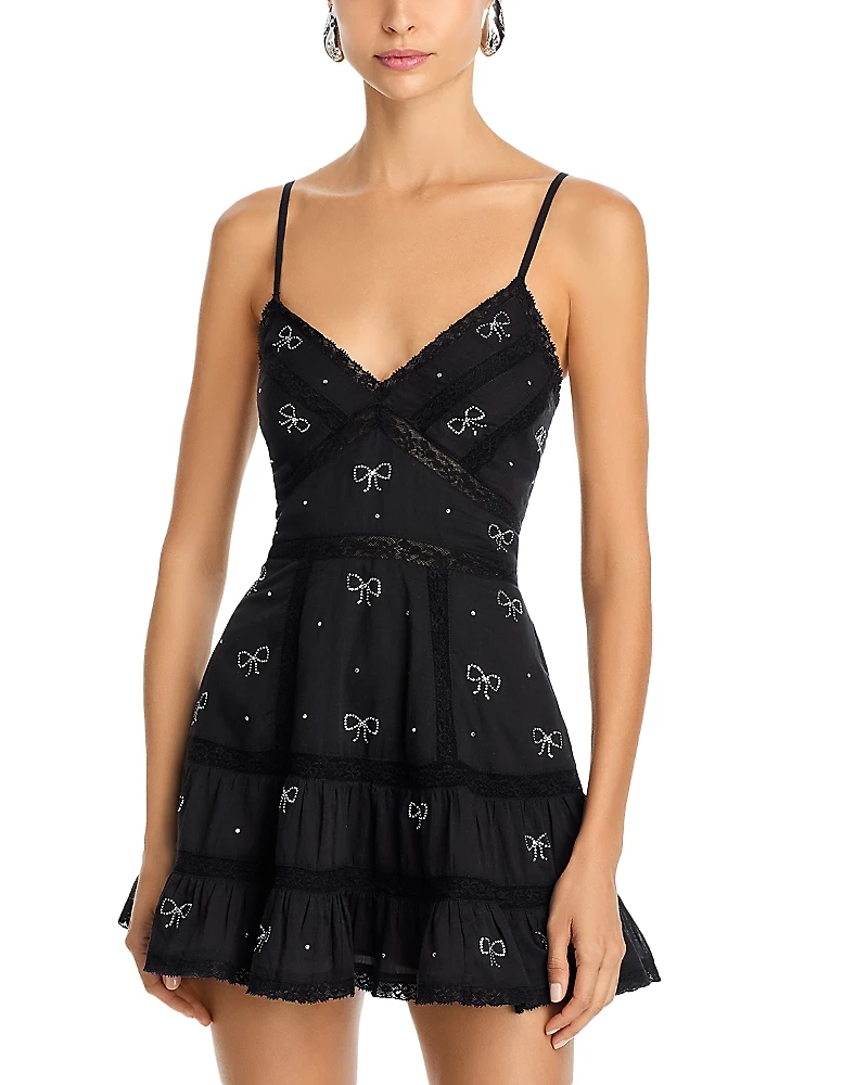 LoveShackFancy Solbina Embellished Mini Dress