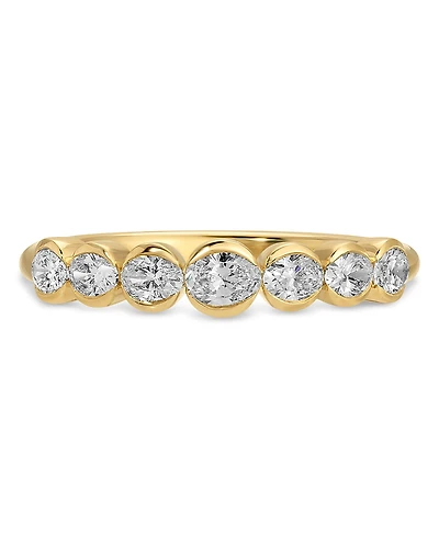 Ef Collection 14K Yellow Gold Ef Collection Diamond Oval Half Bezel Band