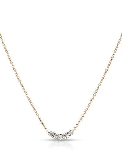 Ef Collection 14K Yellow Gold Ef Collection Diamond Graduated Oval Curved Arc Bar Necklace, 16-18