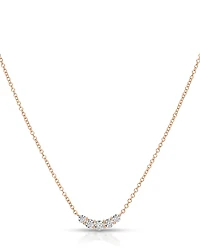 Ef Collection 14K Yellow Gold Ef Collection Diamond Graduated Oval Curved Arc Bar Necklace, 16-18