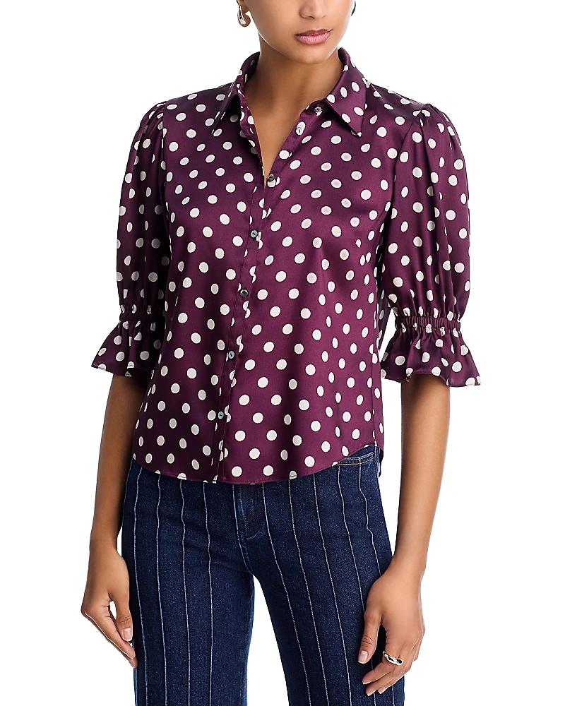 Cinq a Sept Camille Polka Dot Silk Blouse