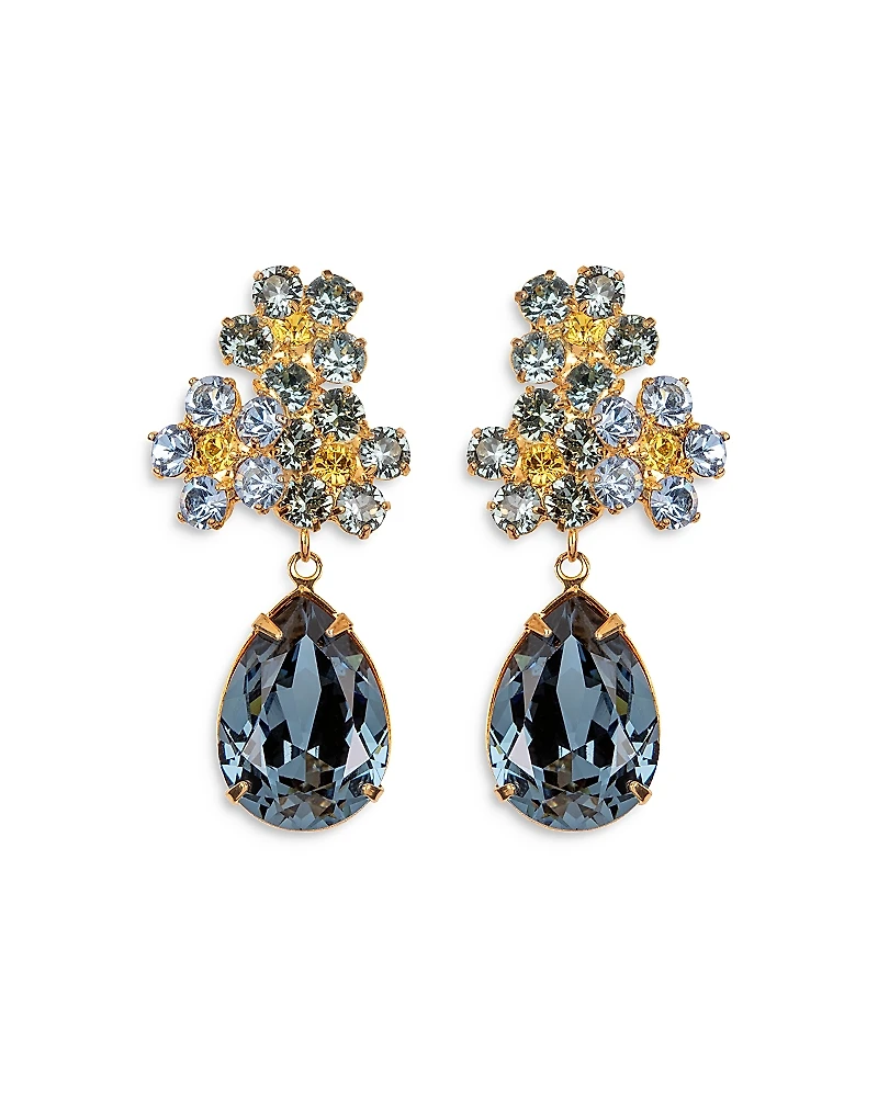 Jennifer Behr Lauretta Crystal Flower Drop Earrings