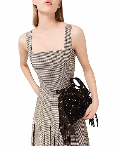 Maje Leligora Houndstooth Crop Top