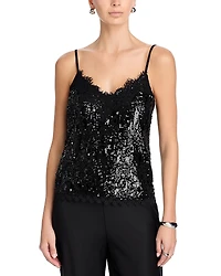 Aqua Lace Trim Sequin Tank - Exclusive