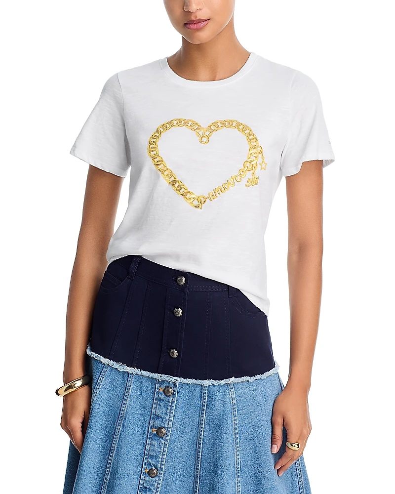 Cinq a Sept Amour Heart Chain Shrunken Tee